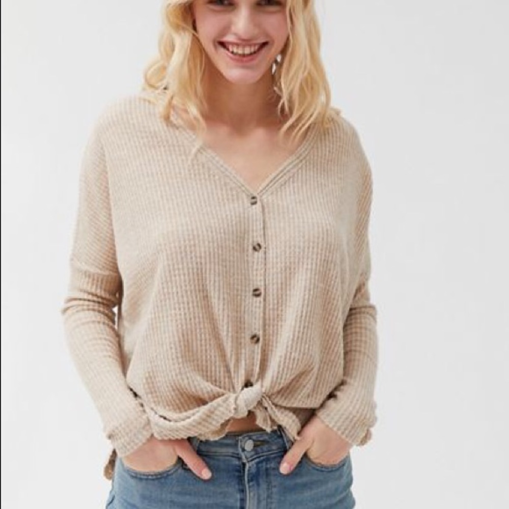 Out from under Jojo oversized button-front top
